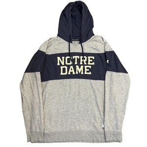Under Armour Notre Dame Fighting Irish Pullover Hoodie Mens 2XL Blue/Gray Fleece